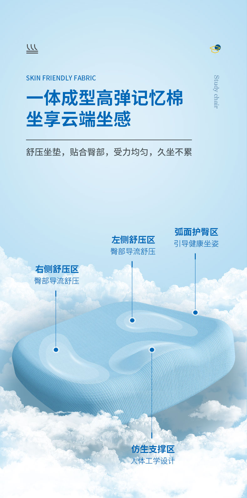 羞羞视频SSS人体工学椅舒压坐垫，贴合臀部